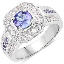Load image into Gallery viewer, 1.46 Carat Genuine Tanzanite and White Diamond .925 Sterling Silver Ring
