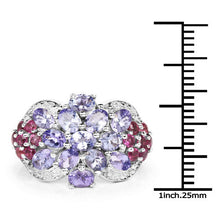 Load image into Gallery viewer, 2.91 Carat Genuine Tanzanite and Rhodolite .925 Sterling Silver Ring
