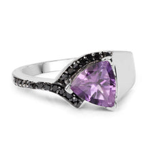 Load image into Gallery viewer, 1.55 Carat Genuine Amethyst and Black Diamond .925 Sterling Silver Ring
