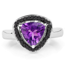 Load image into Gallery viewer, 1.56 Carat Genuine Amethyst and Black Diamond .925 Sterling Silver Ring
