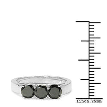 Load image into Gallery viewer, 0.99 Carat Genuine Black Diamond .925 Sterling Silver Ring
