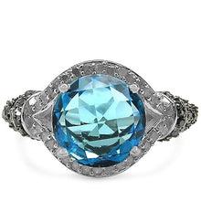 将图片加载到图库查看器，4.96 Carat Genuine Blue Topaz, Blue Diamond &amp; White Diamond .925 Sterling Silver Ring
