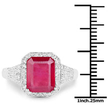 Load image into Gallery viewer, 4.55 Carat Glass Filled Ruby and White Topaz .925 Sterling Silver Ring
