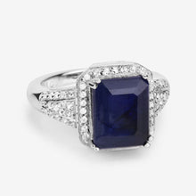 将图片加载到图库查看器，4.80 Carat Glass Filled Sapphire and White Topaz .925 Sterling Silver Ring
