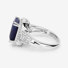 将图片加载到图库查看器，4.80 Carat Glass Filled Sapphire and White Topaz .925 Sterling Silver Ring
