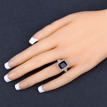 将图片加载到图库查看器，4.80 Carat Glass Filled Sapphire and White Topaz .925 Sterling Silver Ring

