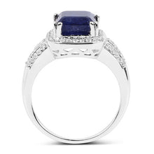 将图片加载到图库查看器，4.80 Carat Glass Filled Sapphire and White Topaz .925 Sterling Silver Ring
