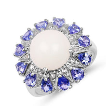 Load image into Gallery viewer, 4.25 Carat Genuine Opal, Tanzanite &amp; White Topaz .925 Sterling Silver Ring
