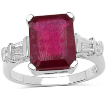 将图片加载到图库查看器，4.30 ct. t.w. Glass Filled Ruby and White Topaz Ring in Sterling Silver
