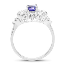 将图片加载到图库查看器，2.01 Carat Genuine Tanzanite and White Topaz .925 Sterling Silver Ring
