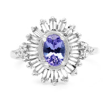 将图片加载到图库查看器，2.01 Carat Genuine Tanzanite and White Topaz .925 Sterling Silver Ring
