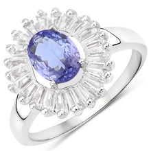 Load image into Gallery viewer, 2.47 Carat Genuine Tanzanite and White Topaz .925 Sterling Silver Ring
