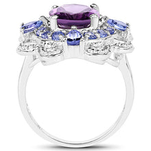 Load image into Gallery viewer, 3.13 Carat Genuine Amethyst and Tanzanite .925 Sterling Silver Ring
