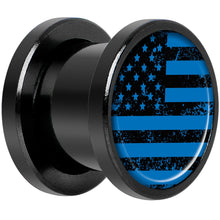 Load image into Gallery viewer, Blue American Flag Black Anodized Screw Fit Plug Set 00G
