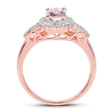 Load image into Gallery viewer, 14K Rose Gold Plated 0.73 Carat Genuine Morganite &amp; White Topaz .925 Sterling Silver Ring
