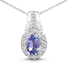 将图片加载到图库查看器，2.46 Carat Genuine Tanzanite and White Topaz .925 Sterling Silver 3 Piece Jewelry Set (Ring, Earrings, and Pendant w/ Chain)

