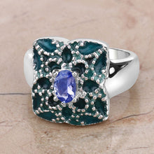 Load image into Gallery viewer, 0.44 Carat Genuine Tanzanite .925 Sterling Silver Ring

