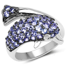 Load image into Gallery viewer, 1.45 Carat Genuine Tanzanite and White Diamond .925 Sterling Silver Ring
