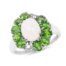 Load image into Gallery viewer, 2.93 Carat Genuine Ethiopian Opal, Chrome Diopside &amp; White Topaz .925 Sterling Silver Ring
