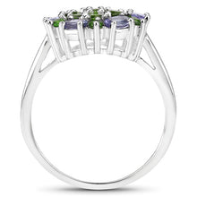 Load image into Gallery viewer, 2.03 Carat Genuine Tanzanite and Chrome Diopside .925 Sterling Silver Ring
