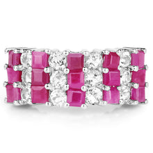 Load image into Gallery viewer, 4.14 Carat Genuine Ruby and White Topaz .925 Sterling Silver Ring
