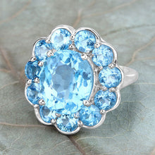 Load image into Gallery viewer, 8.77 Carat Genuine Swiss Blue Topaz .925 Sterling Silver Ring
