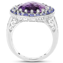 将图片加载到图库查看器，5.95 Carat Genuine Amethyst and Tanzanite .925 Sterling Silver Ring
