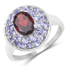 Load image into Gallery viewer, 2.56 Carat Genuine Garnet &amp; Tanzanite .925 Sterling Silver Ring

