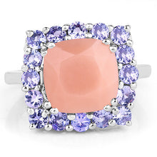 Load image into Gallery viewer, 6.70 Carat Genuine Peach Moonstone and Tanzanite .925 Sterling Silver Ring
