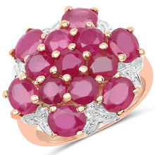 Load image into Gallery viewer, 14K Rose Gold Plated 4.52 Carat Genuine Glass Filled Ruby .925 Sterling Silver Ring
