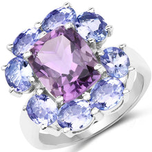 Load image into Gallery viewer, 5.24 Carat Genuine Amethyst &amp; Tanzanite .925 Sterling Silver Ring
