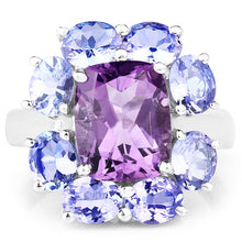 Load image into Gallery viewer, 5.24 Carat Genuine Amethyst &amp; Tanzanite .925 Sterling Silver Ring
