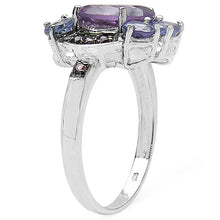 Load image into Gallery viewer, 4.04 Carat Genuine Amethyst &amp; Tanzanite .925 Sterling Silver Ring
