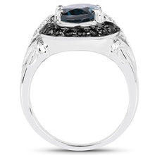 Load image into Gallery viewer, 4.27 Carat Genuine London Blue Topaz, Black Spinel &amp; White Topaz .925 Sterling Silver Ring
