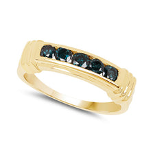 将图片加载到图库查看器，14K Yellow Gold Plated 0.50 Carat Genuine Blue Diamond .925 Sterling Silver Ring
