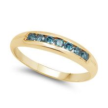 Load image into Gallery viewer, 14K Yellow Gold Plated 0.35 Carat Genuine Blue Diamond .925 Sterling Silver Ring

