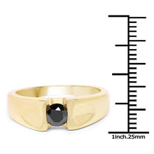 Load image into Gallery viewer, 14K Yellow Gold Plated 0.25 Carat Genuine Black Diamond .925 Sterling Silver Ring
