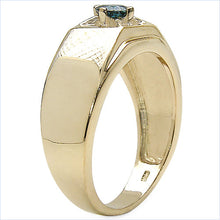 将图片加载到图库查看器，14K Yellow Gold Plated 0.25 Carat Genuine Blue Diamond .925 Sterling Silver Ring

