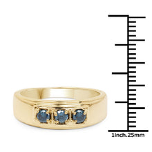 将图片加载到图库查看器，14K Yellow Gold Plated 0.33 Carat Genuine Blue Diamond .925 Sterling Silver Ring
