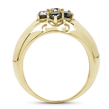 将图片加载到图库查看器，14K Yellow Gold Plated 0.98 Carat Genuine Black Diamond .925 Sterling Silver Ring
