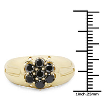将图片加载到图库查看器，14K Yellow Gold Plated 0.98 Carat Genuine Black Diamond .925 Sterling Silver Ring
