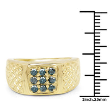 Load image into Gallery viewer, 14K Yellow Gold Plated 0.36 Carat Genuine Blue Diamond .925 Sterling Silver Ring

