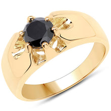 Load image into Gallery viewer, 14K Yellow Gold Plated 1.00 Carat Genuine Black Diamond .925 Sterling Silver Ring
