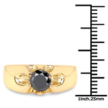 Load image into Gallery viewer, 14K Yellow Gold Plated 1.00 Carat Genuine Black Diamond .925 Sterling Silver Ring
