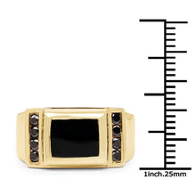Load image into Gallery viewer, 2.14 Carat Genuine Black Onyx and Black Diamond .925 Sterling Silver Ring
