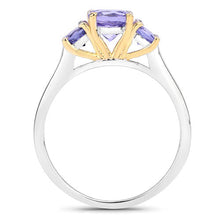Load image into Gallery viewer, Two Tone Plated 1.07 Carat Genuine Tanzanite .925 Sterling Silver Ring
