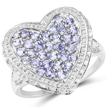 将图片加载到图库查看器，1.81 Carat Genuine Tanzanite and White Topaz .925 Sterling Silver Ring
