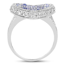将图片加载到图库查看器，1.81 Carat Genuine Tanzanite and White Topaz .925 Sterling Silver Ring
