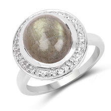 Load image into Gallery viewer, 5.43 Carat Genuine Labradorite and White Topaz .925 Sterling Silver Ring
