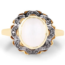 将图片加载到图库查看器，3.04 Carat Genuine White Moonstone and Black Diamond .925 Sterling Silver Ring
